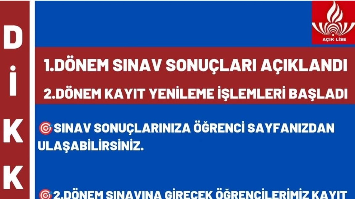 1. DÖNEM SINAV SONUÇLARI AÇIKLANDI